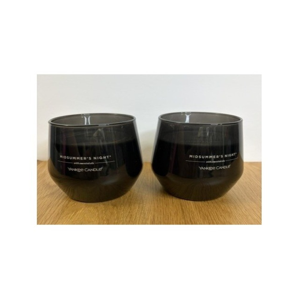 Yankee Candle Midsummer's Night 10oz Lot of 2 Black New Smoked Glass Jar Candle
